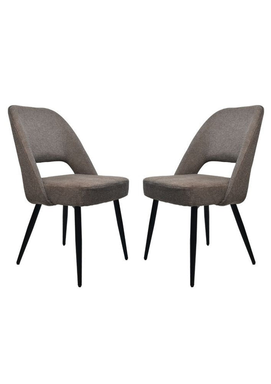 HSM Kollektion - Esszimmerstuhl Jenna - Set von 2 - 62x54x87 - braun/schwarz - Baumwolle