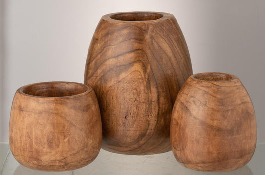ÜBERTOPF / HOLZVASE PAULOWNIA BRAUN MEDIUM