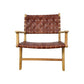 HSM Collection-Loungestoel mit Armlehne-natur/cognac-Leder/Teak-83x73x69