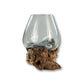 HSM Collection-Vase auf Wurzelholz-ø15x20-Braun-Teak/Glas