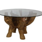 HSM Collection-Salontisch mit Glasplatte-ø60x45 (Glas ø 90)-Braun-Teak/Glas