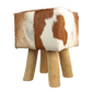 HSM Collection - Square Stool Goatskin - 33x33x45 - Assorted/Natural - Goatskin/Teak