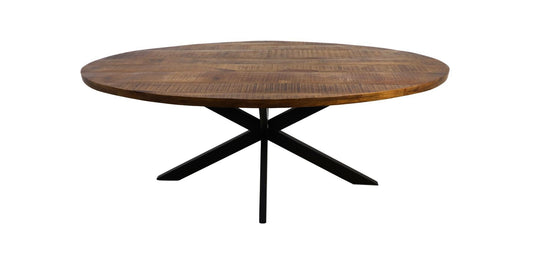 HSM Collection - Ovaler Esstisch Melbourne - 240x110x76 - Natur/Schwarz - Mango/Metall