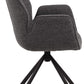 HSM Collection-Esszimmerstuhl Nora + Armlehne-90x62x61-Dunkelgrau/Matt Schwarz-Stoff/Metall