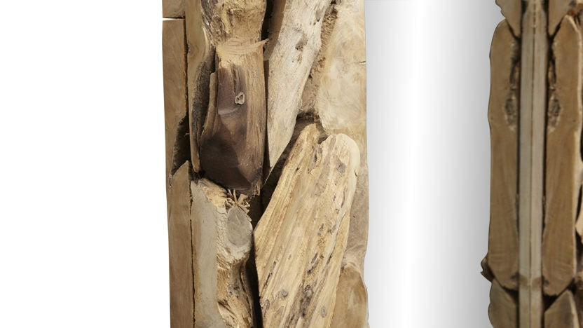 HSM Kollektion-Rechteckiger Spiegel Root-240x7-9x140-Natur-Teak