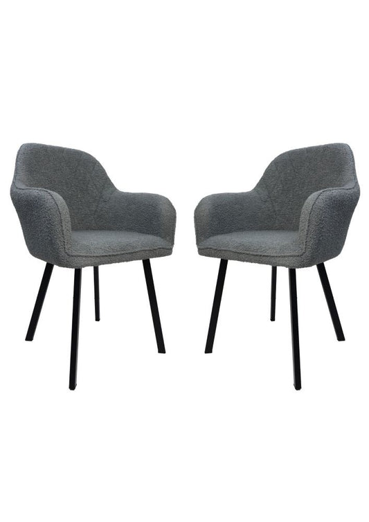 HSM Collection-Eetkamerstuhl Demi S/2-60x54x82.5-Licht Grau/Schwarz-Stoff/Metall
