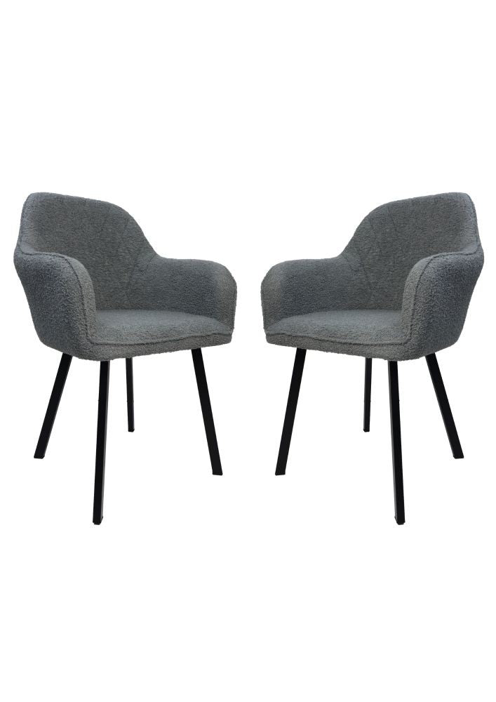 HSM Collection-Eetkamerstuhl Demi S/2-60x54x82.5-Licht Grau/Schwarz-Stoff/Metall