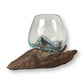 HSM Collection-Vase auf Wurzelholz-ø10x12-Braun-Teak/Glas