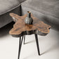 HSM Collection-Beistelltisch-ø55-66x47-Braun/Schwarz-Teak/Metall