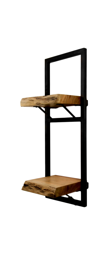 HSM Collection-Wandregal Levels Live Edge -25x22x70-Natur/Schwarz-Akazie/Metall