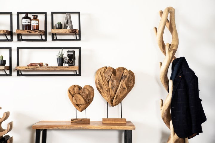 HSM Kollektion - Dekoration Herz Klein - 28x9x42 - Natur - Teak