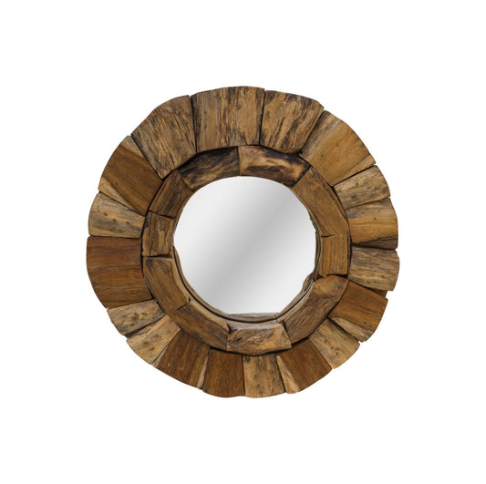HSM Kollektion - Runder Spiegel - 40X40X4 - Natur - Teak