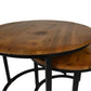 HSM Collection-Runde Beistelltisch Ronin S/2-ø60x45 / ø45x40-Braun/Schwarz-Mango/Metall