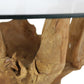HSM Collection-Salontisch mit Glasplatte-ø60x45 (Glas ø 90)-Braun-Teak/Glas