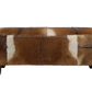 HSM Collection - Dekorative Bank Bangku - 110x30x40 - Sortiert/Natur - Ziegenfell/Teak