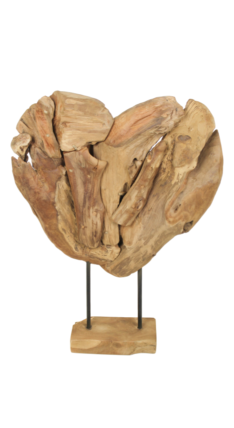 HSM Kollektion - Dekoration Herz Medium - 43x10x60 - Natur - Teak