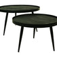 HSM Collection-Runde Couchtisch S/2-ø76x44/ø58x40-Schwarz-Mango/Metall