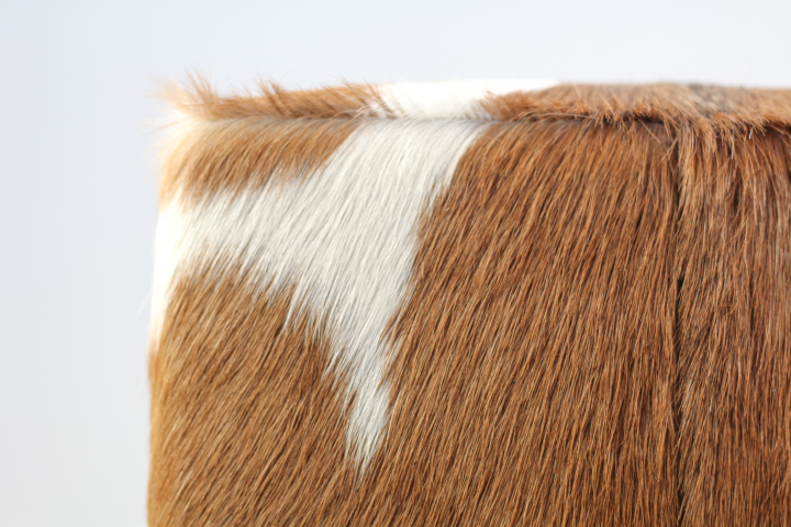 HSM Collection - Square Stool Goatskin - 33x33x45 - Assorted/Natural - Goatskin/Teak