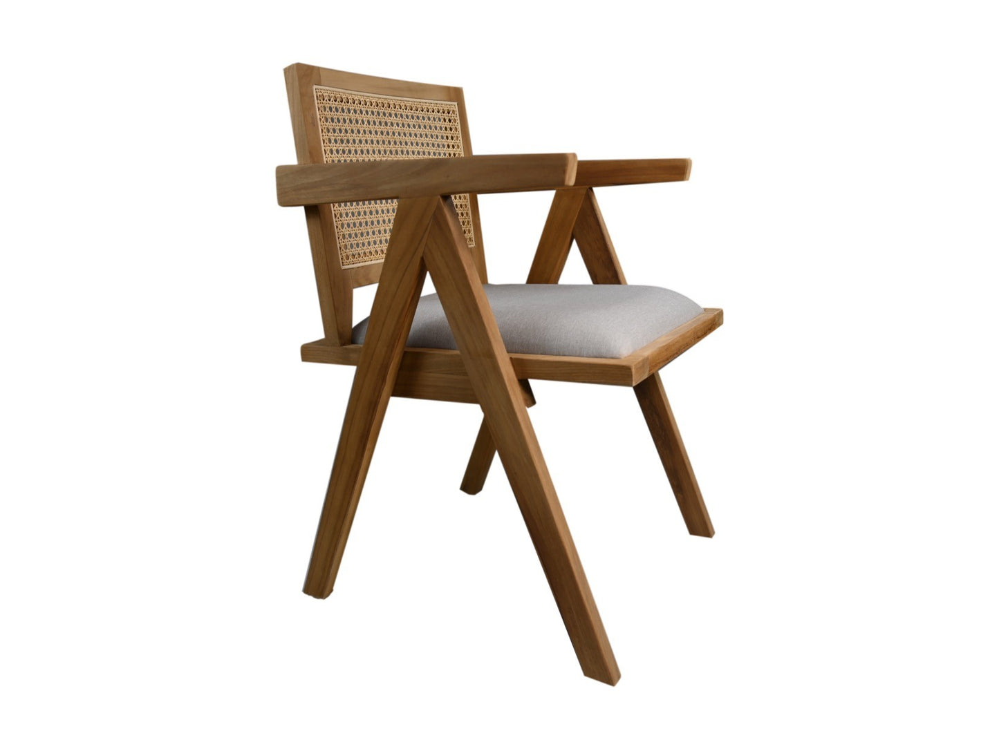 HSM Collection-Esszimmerstuhl Phi+ Sitz-52x54x83-Natur/Grau-Teak/Stoff