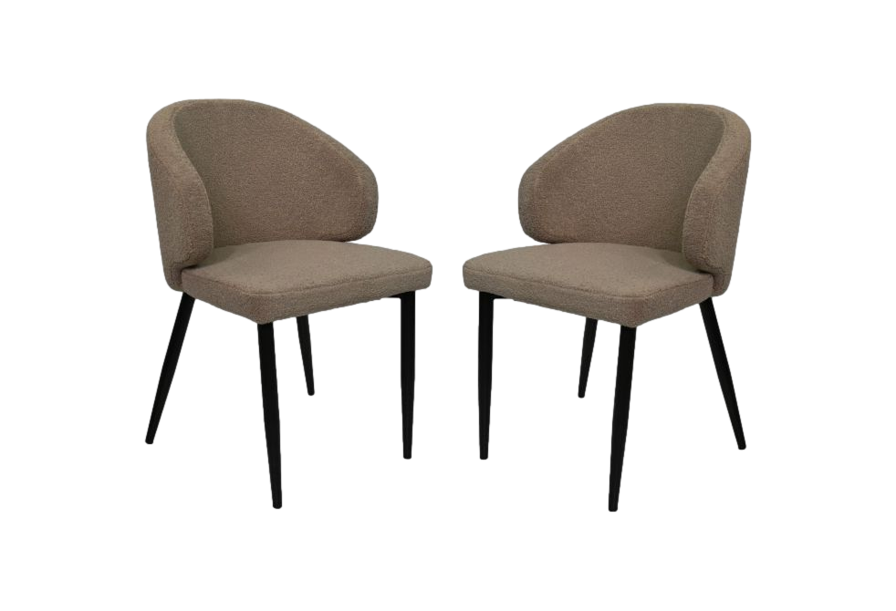 HSM Collection-Esszimmerstuhl Yuna S/2-60x54x82.5-Taupe/Schwarz-Stoff/Metall