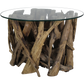 HSM Collection-Runde Beistelltisch mit Glas-ø50x40 (Glas ø 60)-Braun-Teak