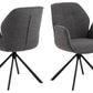 HSM Collection-Esszimmerstuhl Nora + Armlehne-90x62x61-Dunkelgrau/Matt Schwarz-Stoff/Metall