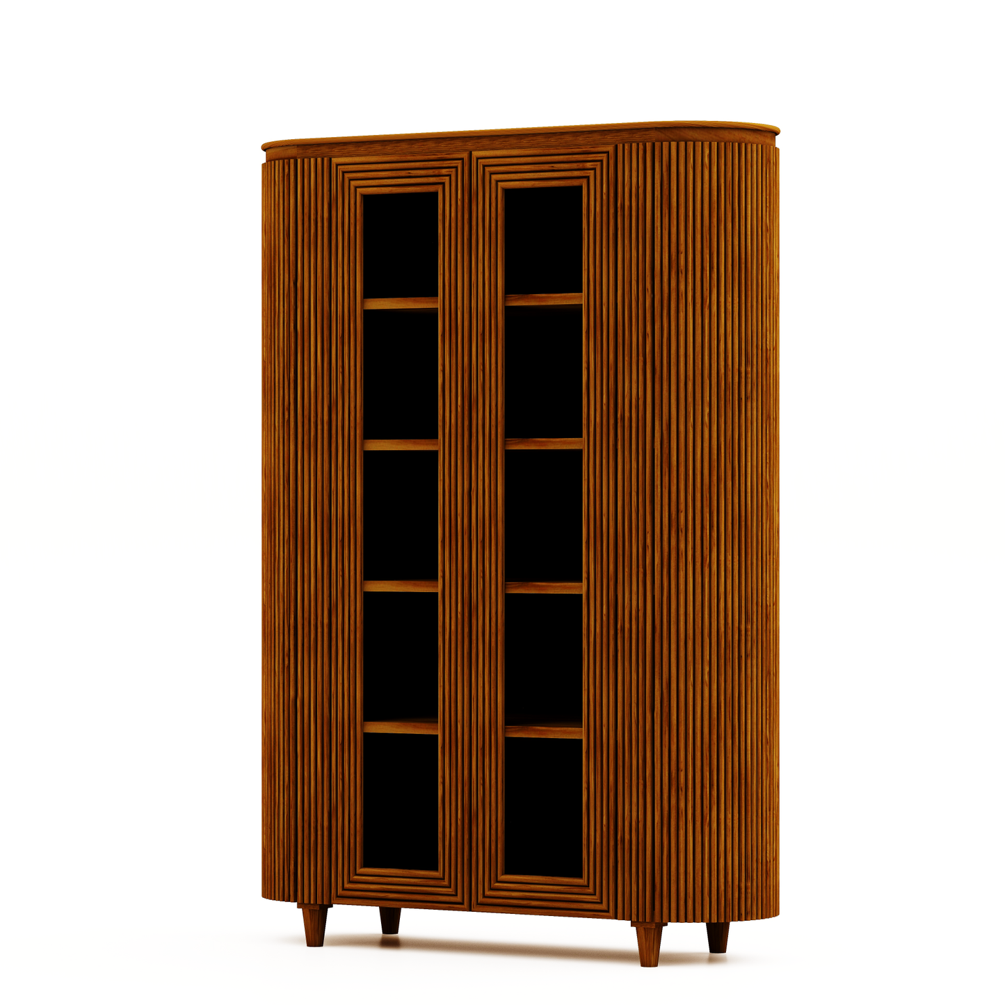 HSM Collection-Vitrinekast Tide 6 Deurs-140x45x200-Braun-Mango