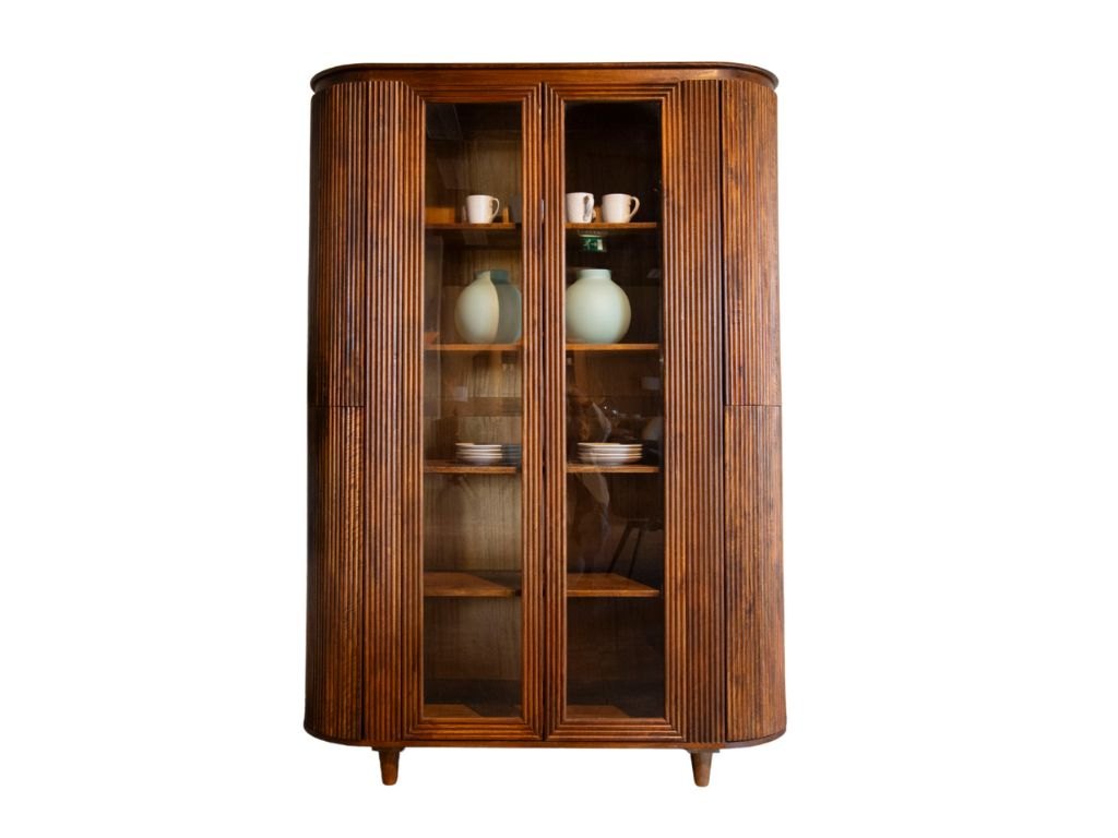 HSM Collection-Vitrinekast Tide 6 Deurs-140x45x200-Braun-Mango