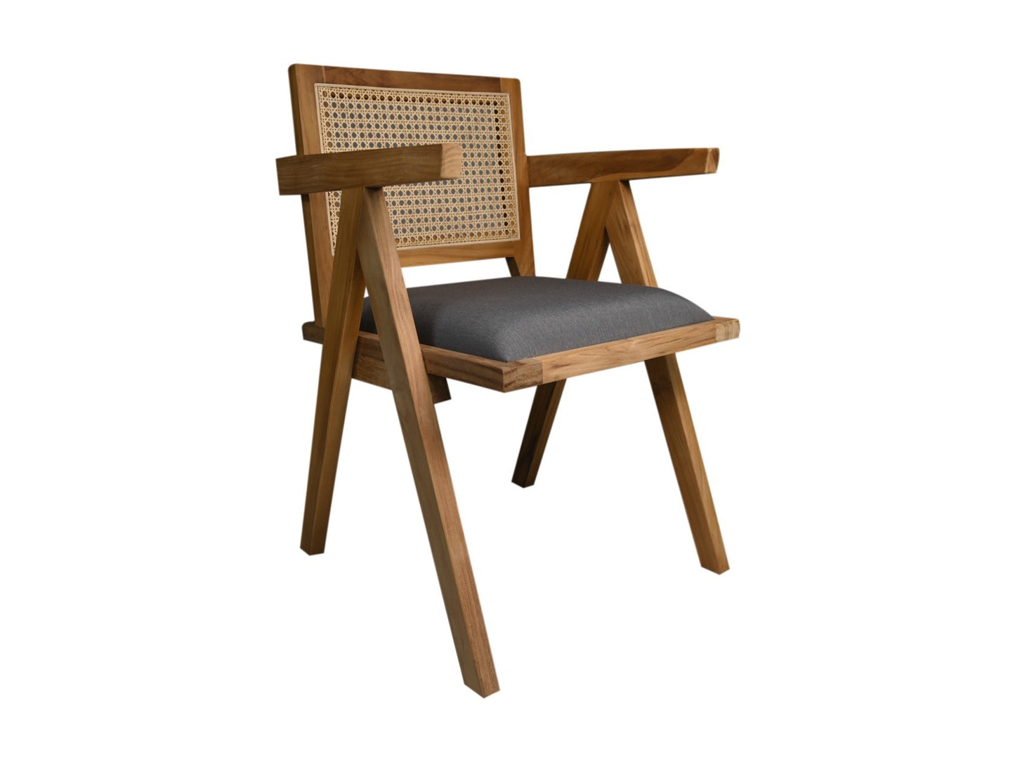 HSM Collection-Esszimmerstuhl Phi-52x54x83-Natur/Dunkelgrau-Teak/Stoff