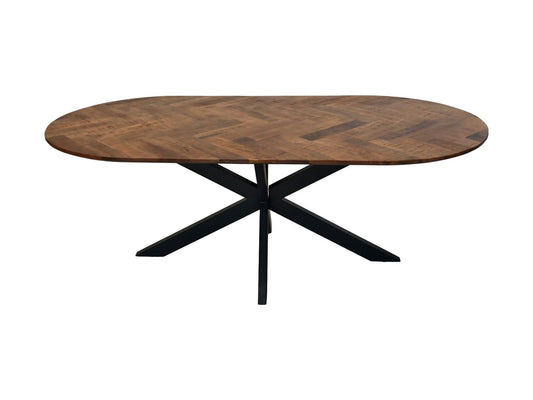 HSM Kollektion - Ovaler Esstisch Mosaik - 240x110x76 - Natur/Schwarz - Mango/Metall