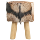 HSM Collection - Square Stool Goatskin - 33x33x45 - Assorted/Natural - Goatskin/Teak