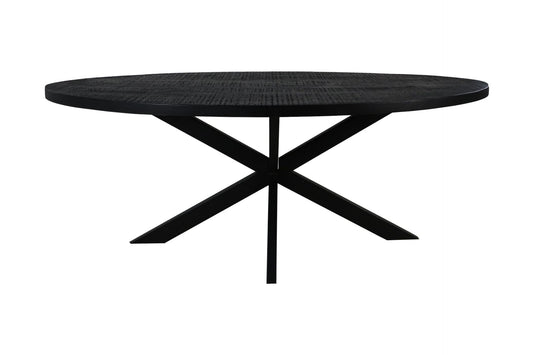 HSM Collection - Ovaler Esstisch Melbourne - 160x90x76 - Schwarz - Mango/Metall