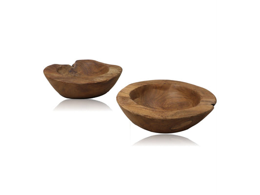 HSM Collection-Fruchtschale Klein S/2-ø20-27x6-10-Natur-Teak