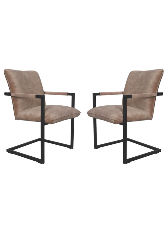 HSM Kollektion-Esszimmerstuhl Boston S/2-56x68x89-Lever-Stoff/Metall