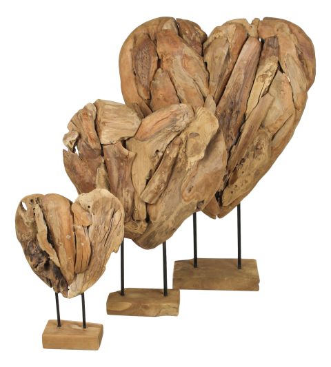 HSM Kollektion - Dekoration Herz Groß - 56x15x80 - Natur - Teak