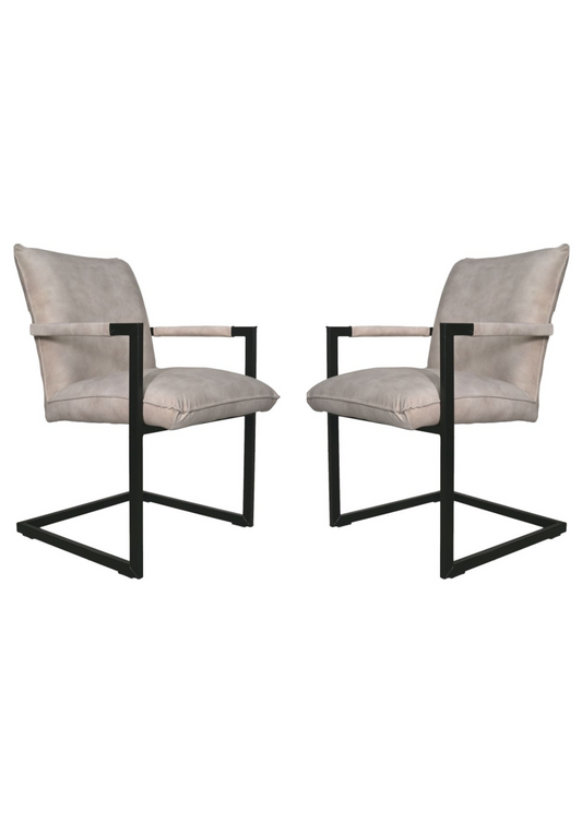 HSM Collection-Esszimmerstuhl Boston S/2-56x68x89-Natur/Schwarz-Stoff/Metall