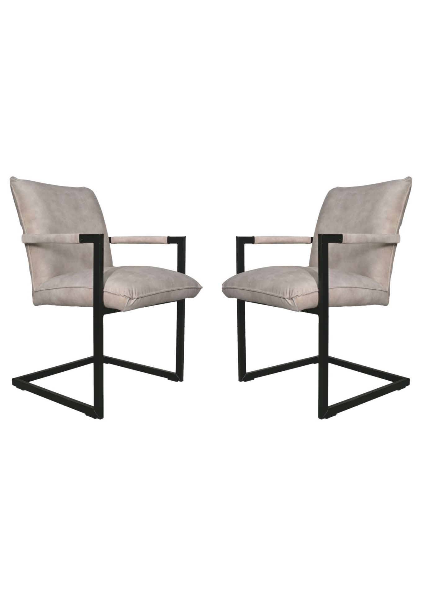 HSM Collection-Esszimmerstuhl Boston S/2-56x68x89-Natur/Schwarz-Stoff/Metall