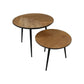 HSM Collection-Runde Beistelltisch Fishbone S/2-ø60x49/ø45x39-Natur-Schwarz/Schwarz-Eiche/Metall
