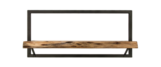 HSM Collection-Wandregal Levels Live Edge -70x22x32-Natur/Schwarz-Akazie/Metall