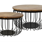 HSM Collection-Runde Beistelltische Maden S/2-ø60x33 / ø45x30-Natur/Schwarz-Mango/Metall