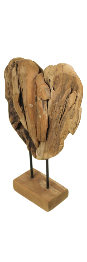HSM Kollektion - Dekoration Herz Klein - 28x9x42 - Natur - Teak