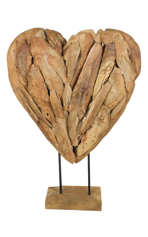 HSM Kollektion - Dekoration Herz Groß - 56x15x80 - Natur - Teak