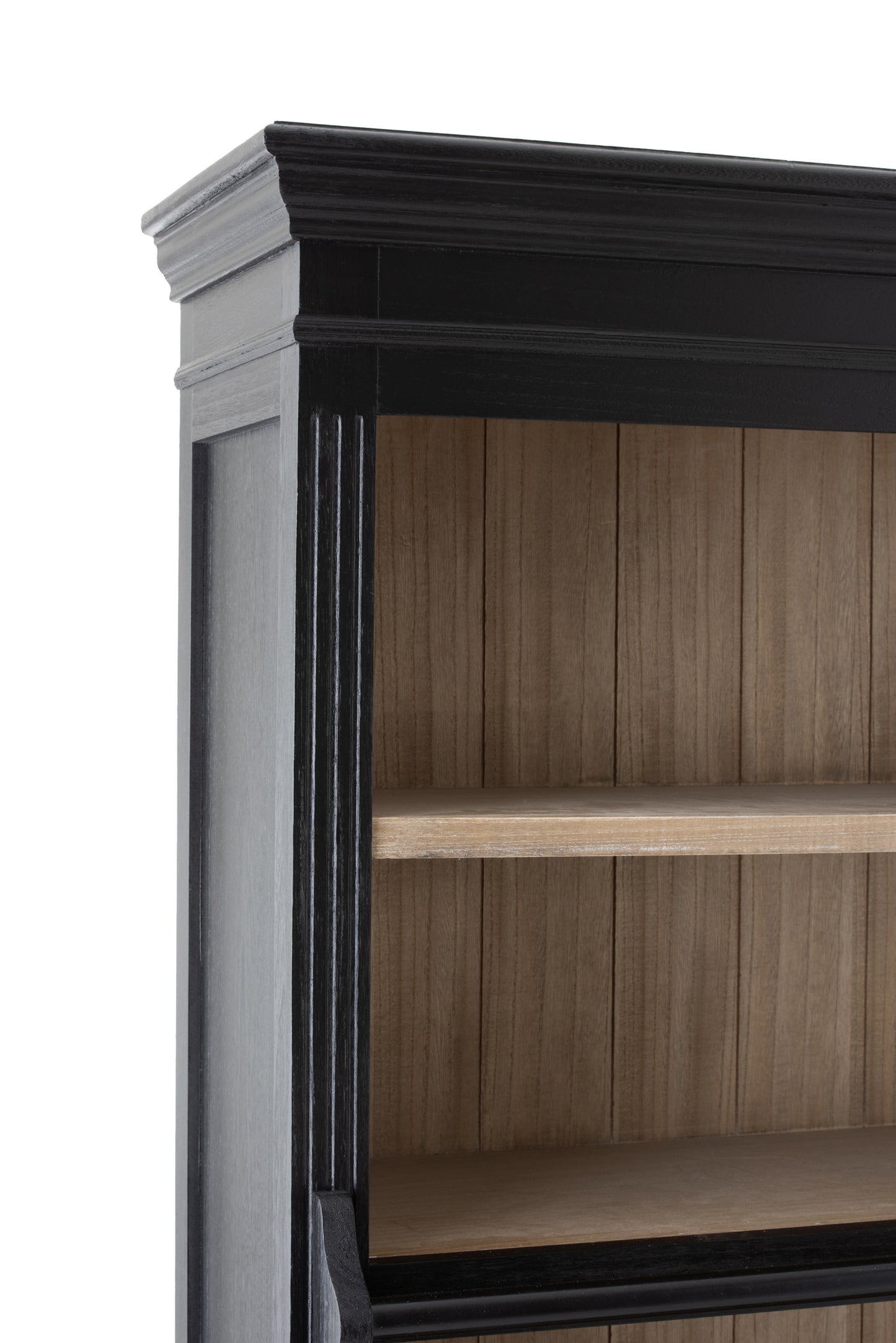 Bücherschrank mit Leiter Holz / schwarz/ natur