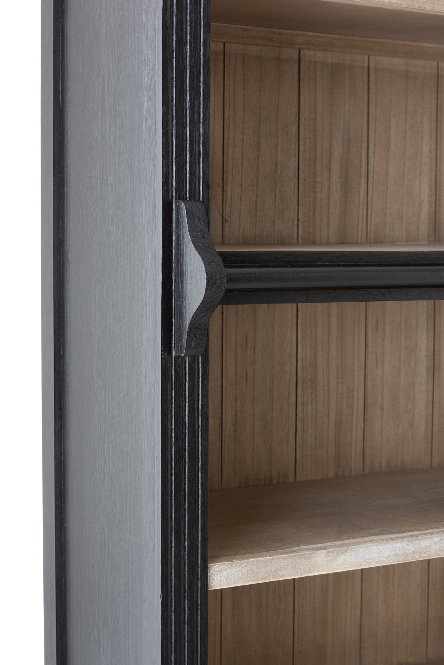 Bücherschrank mit Leiter Holz / schwarz/ natur