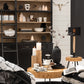 Bücherschrank mit Leiter Holz / schwarz/ natur