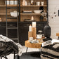 Bücherschrank mit Leiter Holz / schwarz/ natur