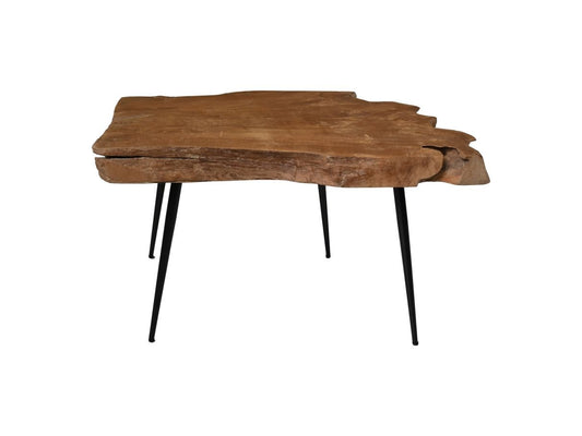HSM Kollektion-Rechteckiger Couchtisch Root-80x50x53-Natur/Schwarz-Teak/Metall