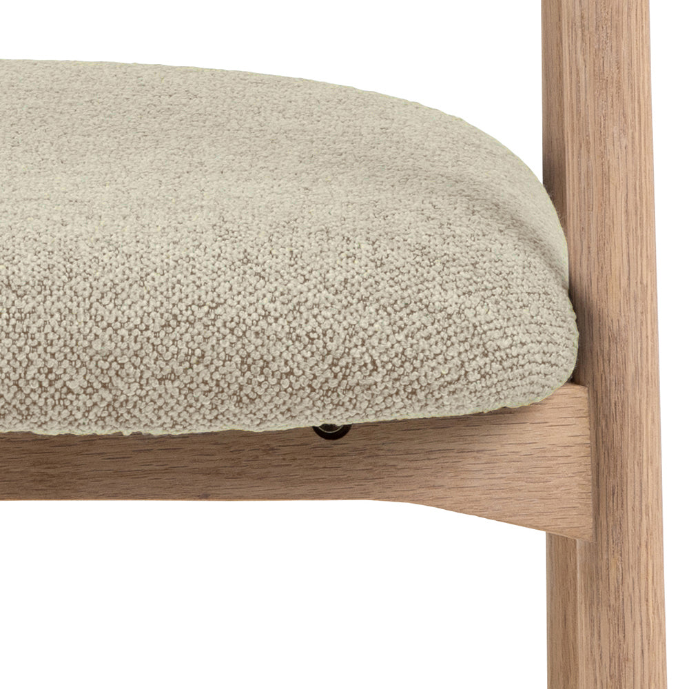 HSM Collection-Esszimmerstuhl Ella Mit Arm S/2-56x54x76-Sand/Weiß Pigmentiert-Stoff/Eiche