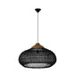 HSM Kollektion-Hängelampe-65x65x40-Schwarz/Natur-Rattan/Teak