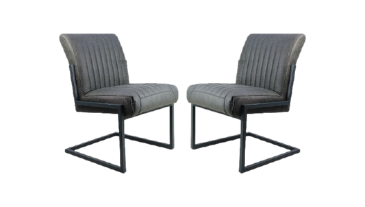 HSM Collection-Esszimmerstuhl Texas S/2-55x50x85-Grafit/Grau-Leder/Metall